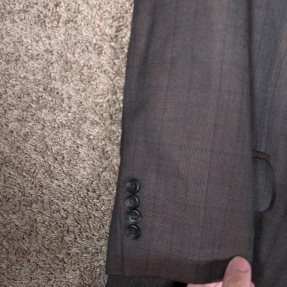 Jos A Bank Signature Collection Brown Glen Plaid‎ Silk Blend Blazer Mens 48R